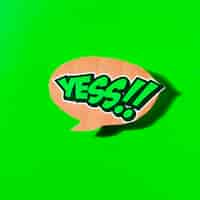 Free photo yes text in speech bubble on green background