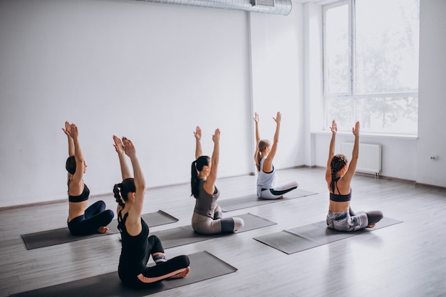 Yoga group classes inside the gym