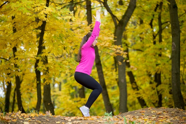 Yoga outdoors: Chair posture