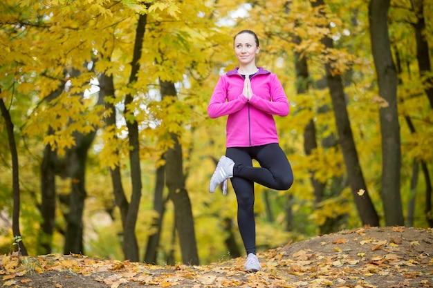 Yoga outdoors: Tree Pose