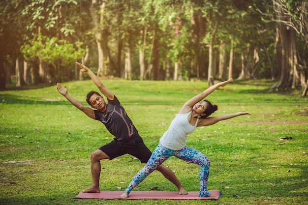 Yoga partners during the class