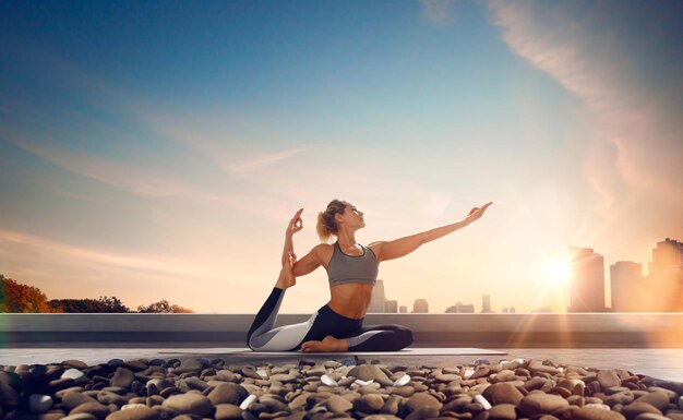 Yoga woman Young woman doing yoga in morning