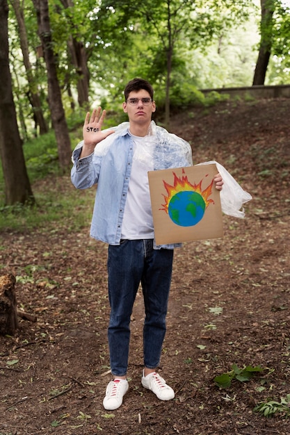 Free photo young activist taking action