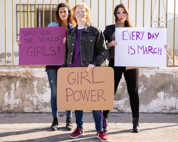 Free photo young activists protesting for equal rights