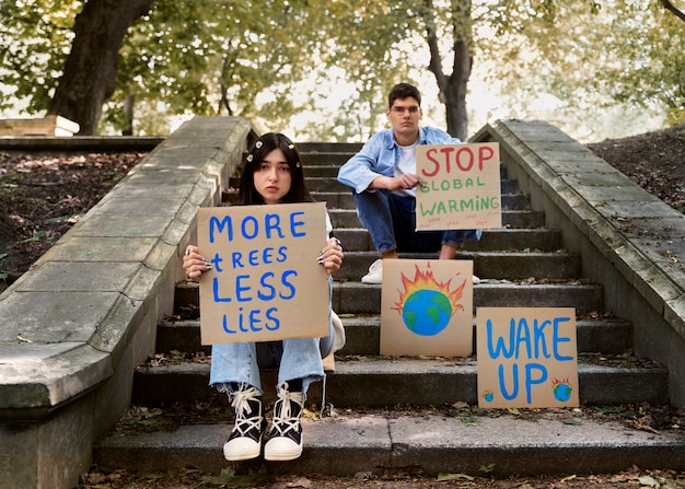 Free photo young activists taking action