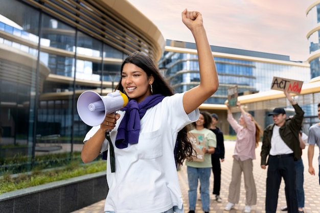 Free photo young activists taking action