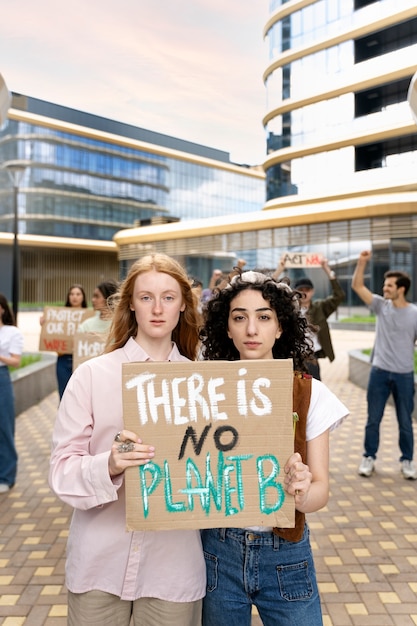 Free photo young activists taking action