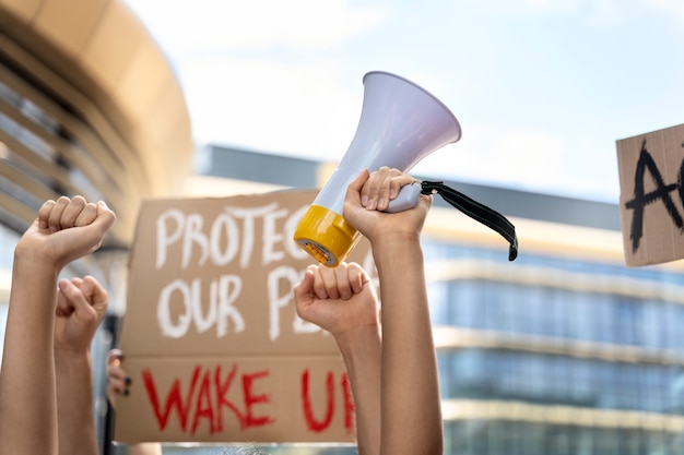 Free photo young activists taking action