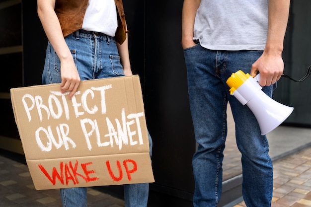 Free photo young activists taking action