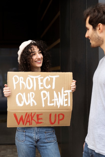 Free photo young activists taking action