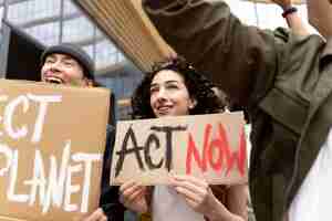 Free photo young activists taking action