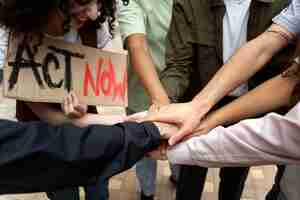 Free photo young activists taking action