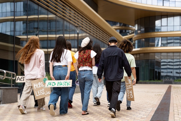 Free photo young activists taking action