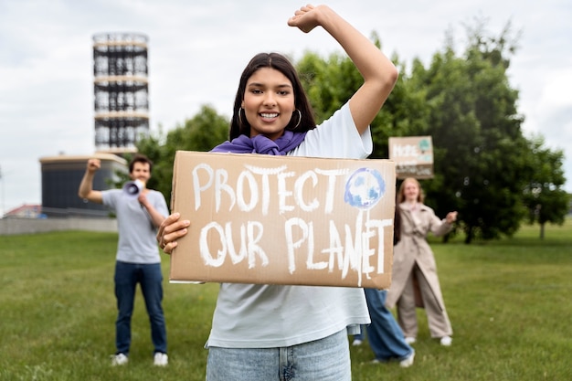 Free photo young activists taking action