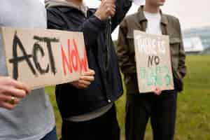 Free photo young activists taking action