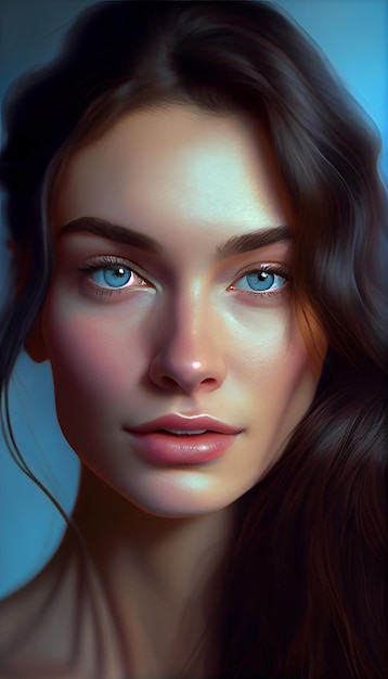 Young adult and beauty girl portrait one person generative AI