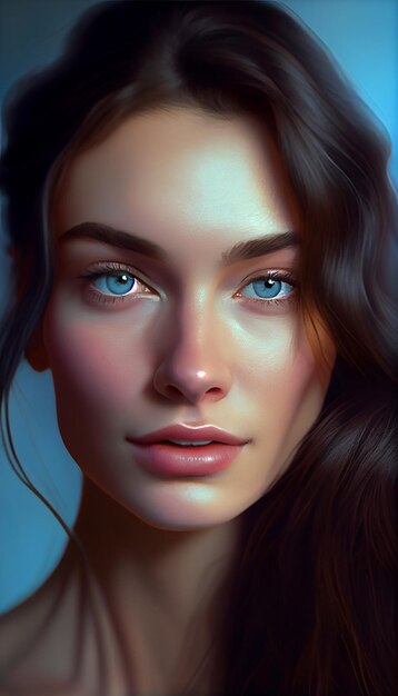 Young adult and beauty girl portrait one person generative AI
