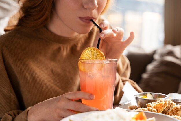 Young adult enjoying food