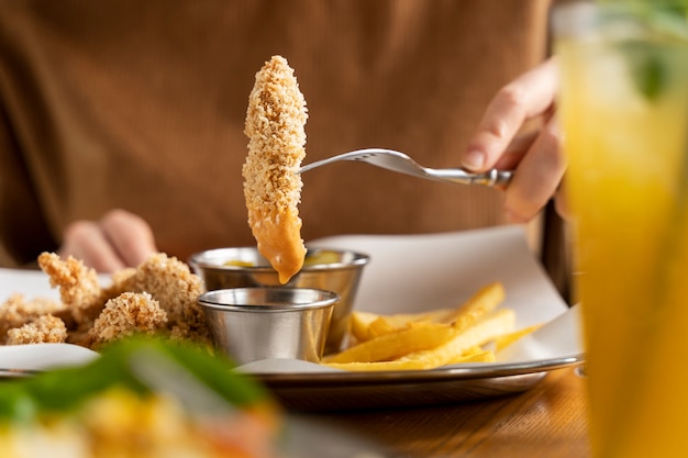 Young adult enjoying food