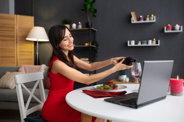 Young adult enjoying virtual date