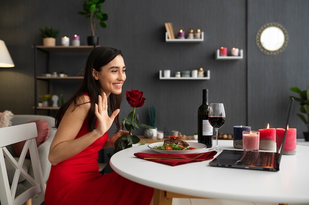 Young adult enjoying virtual date