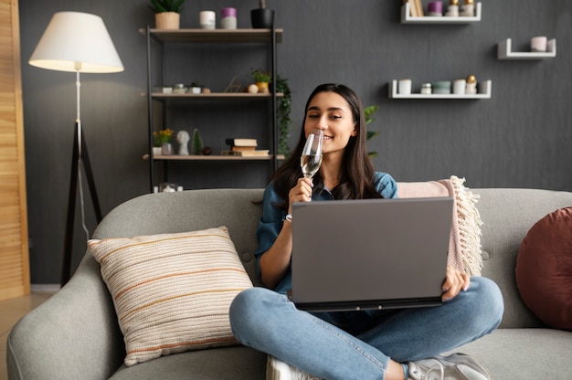 Young adult enjoying virtual date