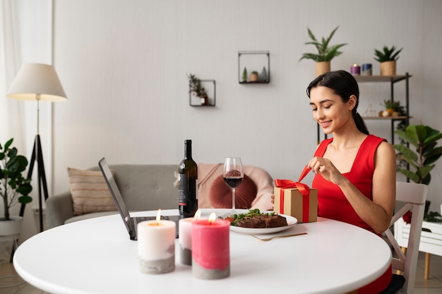 Young adult enjoying virtual date