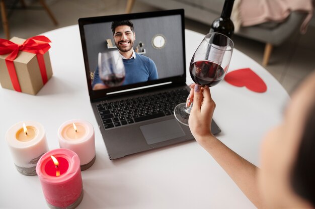 Young adult enjoying virtual date