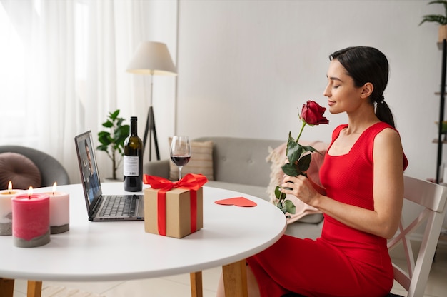 Young adult enjoying virtual date