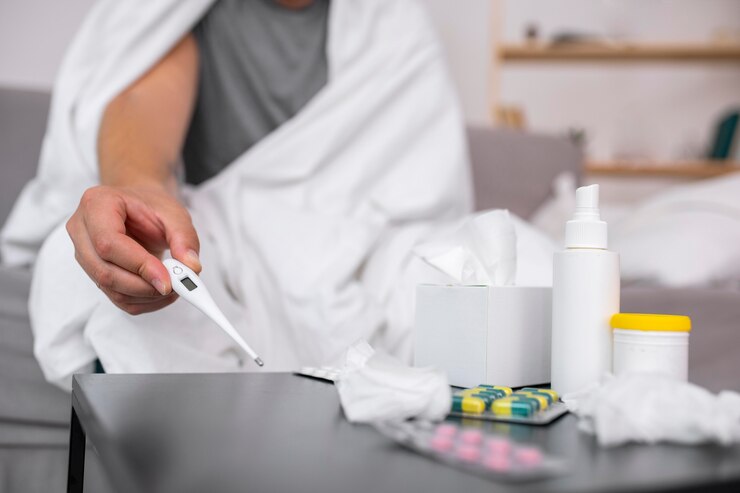 Free Photo young adult at home suffering from illness