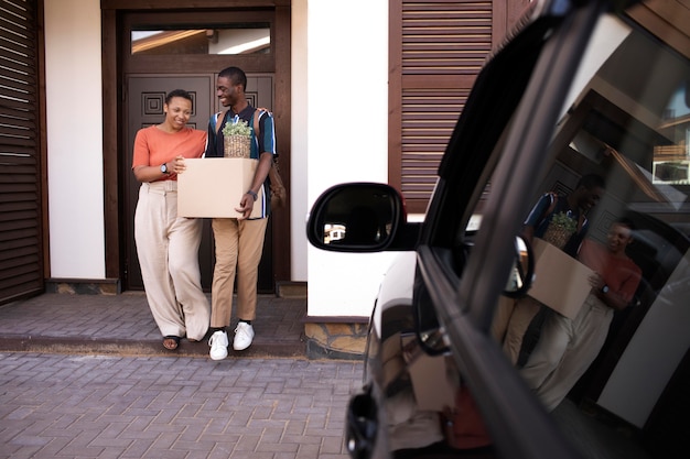 Young adult moving from his parents house