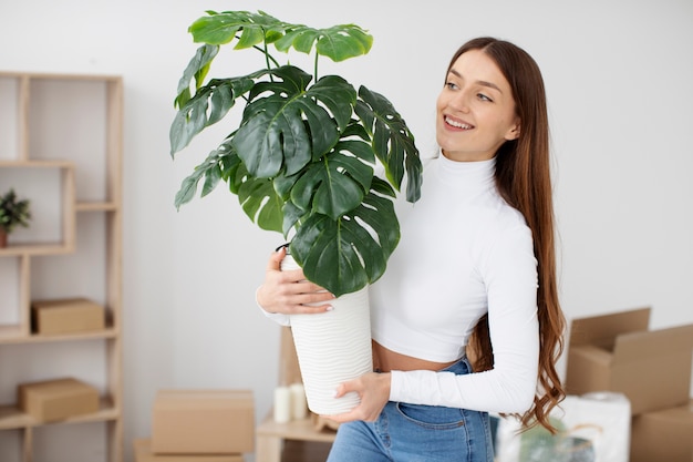 Free photo young adult moving in new house