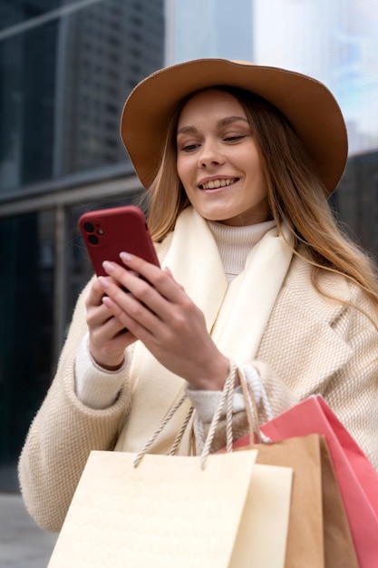 Young adult shopping in the city