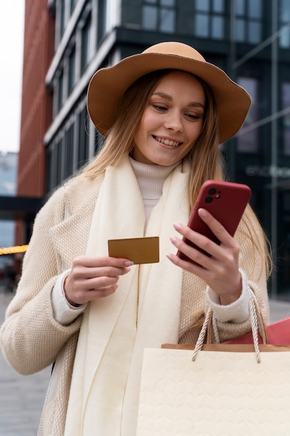 Young adult shopping in the city