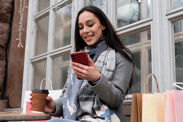 Free photo young adult shopping in the city