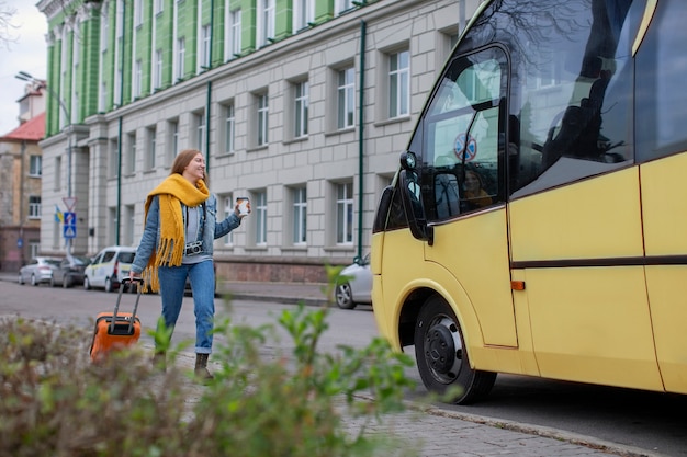 Free photo young adult travelling in winter time