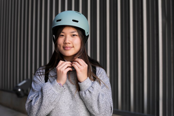 Free Photo young adult using electric scooter for transportation