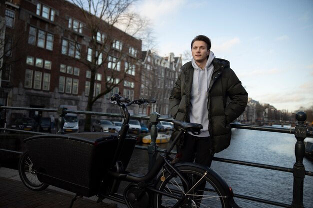 young adult using sustainable mobility