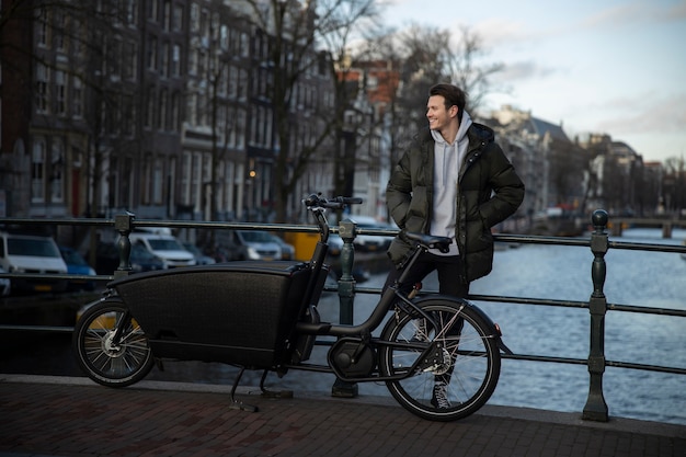 young adult using sustainable mobility