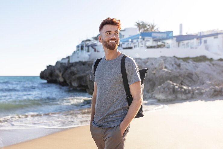 Free Photo young adult wearing blank shirt