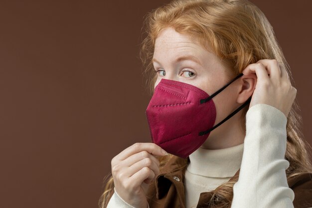 Young adult wearing face mask