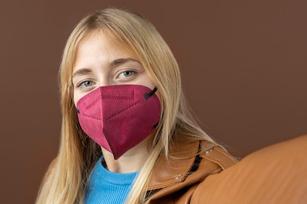 Young adult wearing face mask