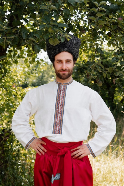 Young adult wearing folk dance costume