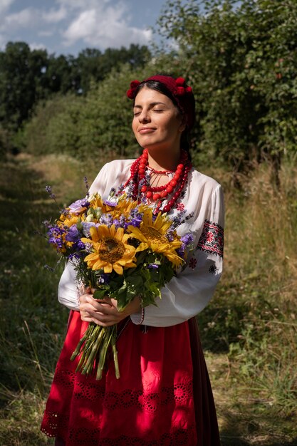 Young adult wearing folk dance costume