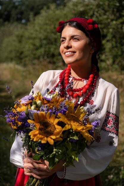 Young adult wearing folk dance costume