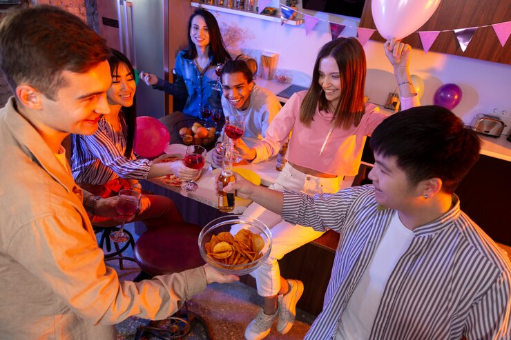 Free Photo young adults having a party at home