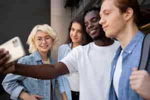 Free photo young adults meeting up to study