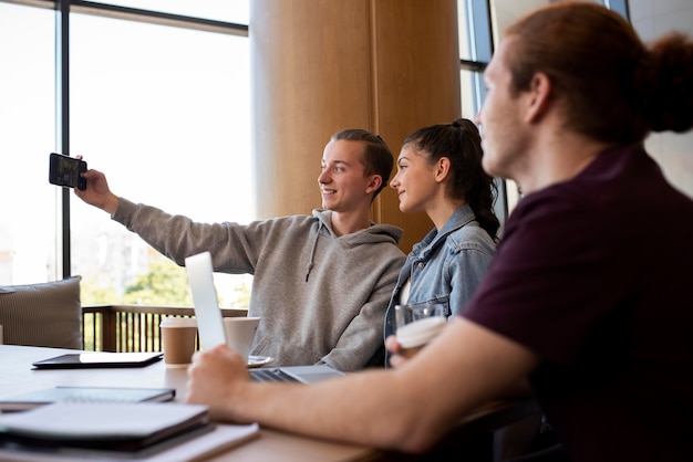 Young adults meeting up to study