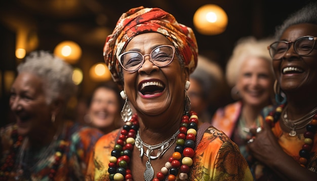 Free photo young adults in traditional clothing celebrate a joyful african festival generated by artificial intelligence