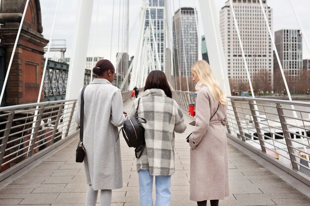 Young adults traveling in london